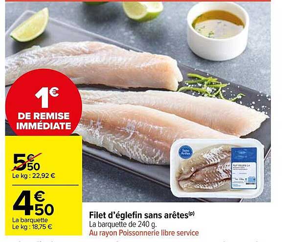 filet d'églefin sans arêtes