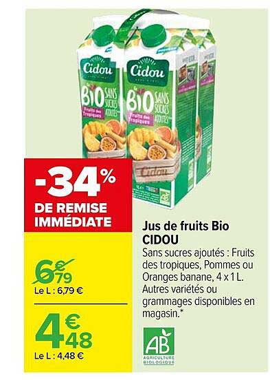 Jus De Fruits Bio Cidou -34% Remise Immédiate