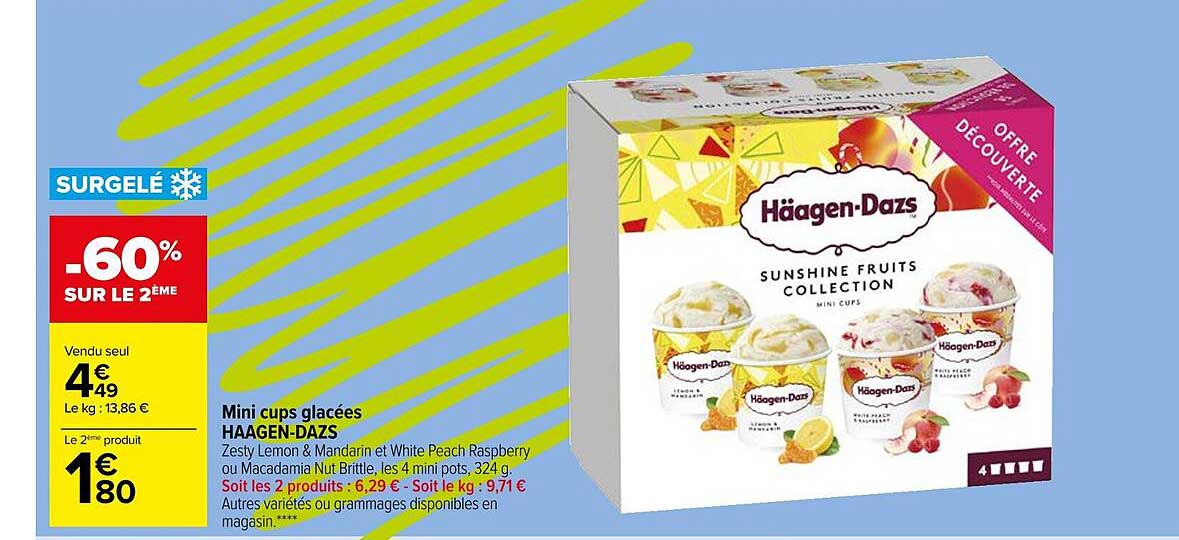 mini cups glacées haagen-dazs -60% sur le 2ème