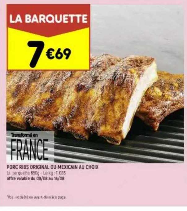 porc ribs original ou mexican au choix