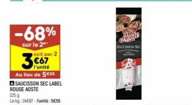 Saucisson Sec Label Rouge Aoste -68% Sur Le 2ème