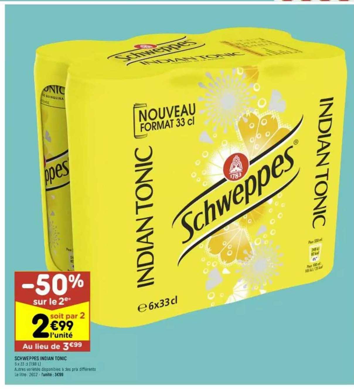Schweppes Indian Tonic -50% Sur Le 2ème