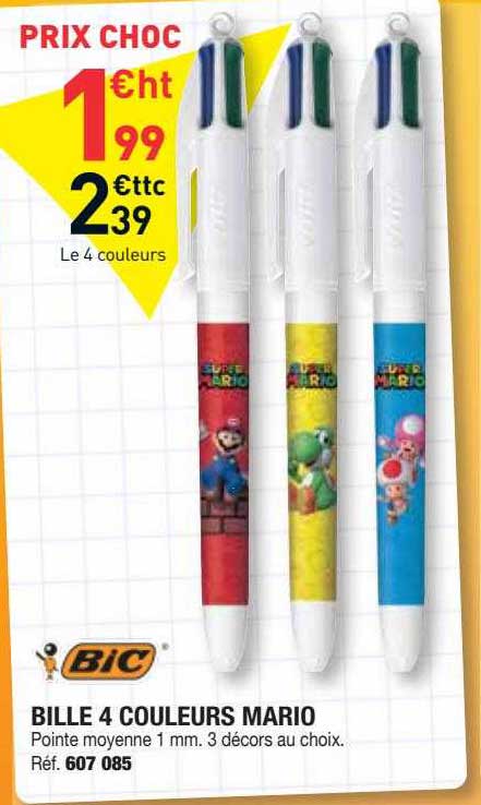 Bille 4 Couleurs Mario Bic