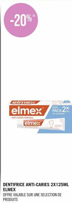 dentifrice anti-caries 2 x 125ml elmex
