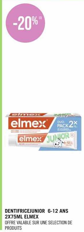 dentifrice junior 6-12 ans 2 x 75ml elmex