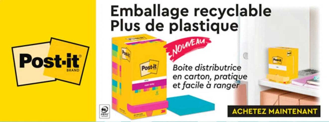 emballage recyclable plus de plastique post-it