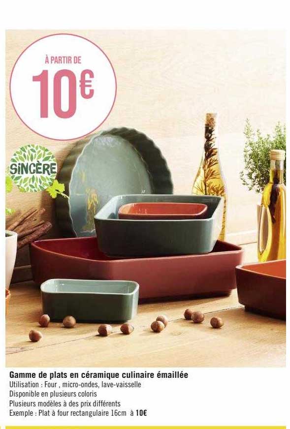 gamme de plats en céramique culinaire émaillée sincère