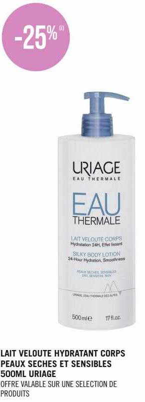 lait velouté hydratant corps peaux sèches et sensibles 500ml uriage