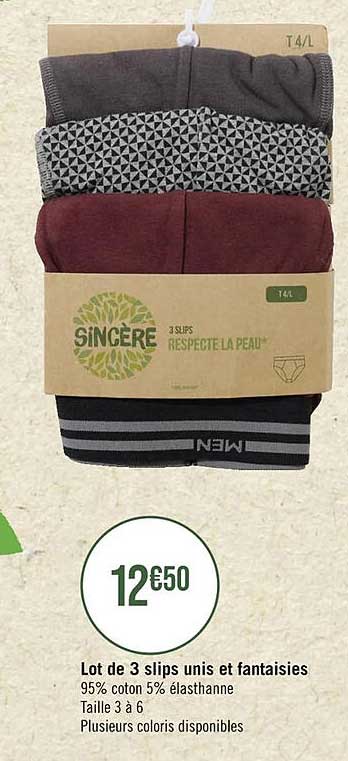 Lot De 3 Slips Unis Et Fantaisies Sincère