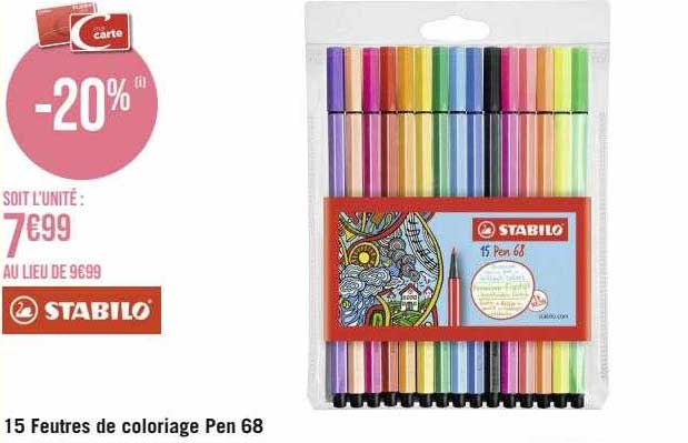 15 feutres de coloriage pen 68 stabilo