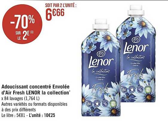 adoucissant concentré envolée d'air fresh lenor la collection