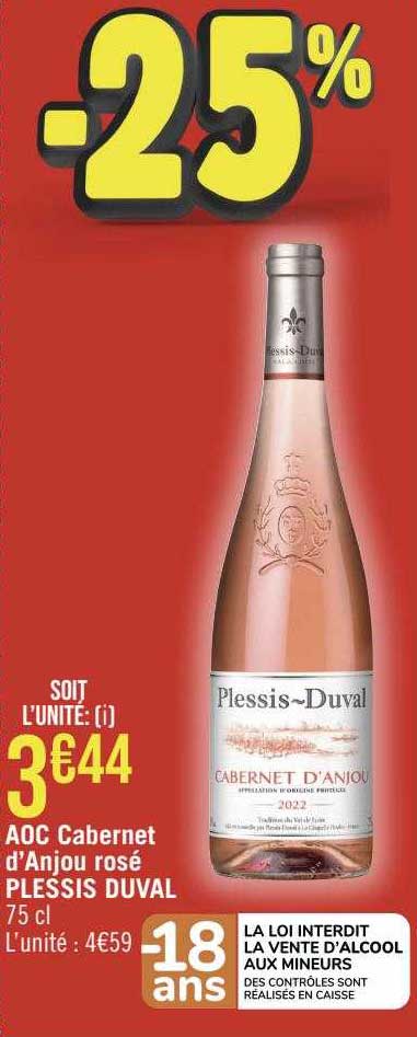 aoc cabernet d'anjou rosé plessis duval