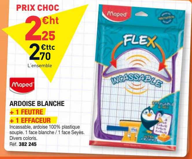 Ardoise Blanche Maped + 1 Feutre + 1 Effaceur