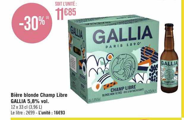 bière blonde champ libre gallia 5,8% vol.