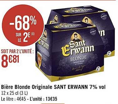 bière blonde originale sant erwann 7% vol.