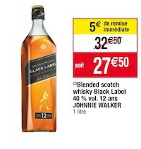 blended scotch whisky black label 40% vol. 12 ans johnnie walker