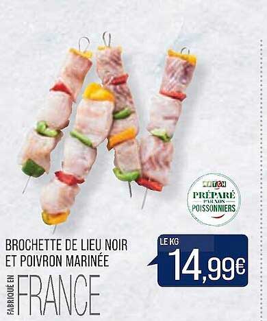 Brochette De Lieu Noir Et Poivron Marinée