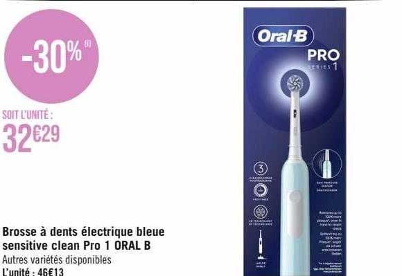 brosse à dents électrique bleue sensitive clean pro 1 oral b