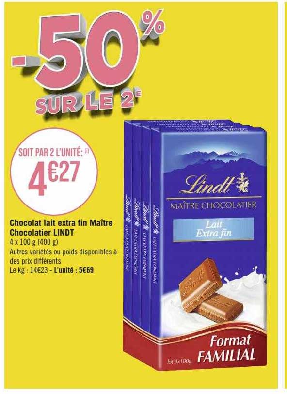chocolat lait extra fin maître chocolatier lindt