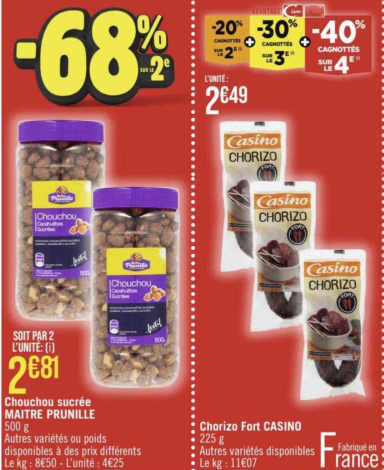 chouchou sucrée maître prunille, chorizo fort casino
