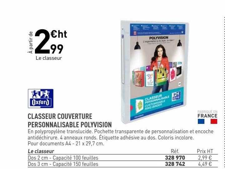 Classeur Couverture Personnalisable Polyvision Oxford