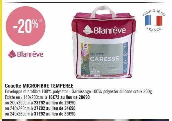 couette microfibre tempérée blan rêve