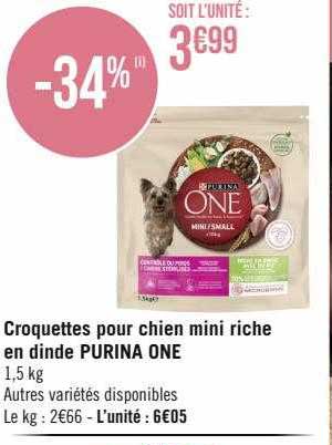 croquettes pour chien mini riche en dinde purina one