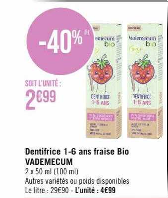 dentifrice 1-6 ans fraise bio vademecum