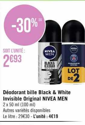 Déodorant Bille Black & White Invisible Original Nivea Men