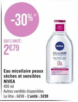eau micellaire peaux sèches et sensibles nivea