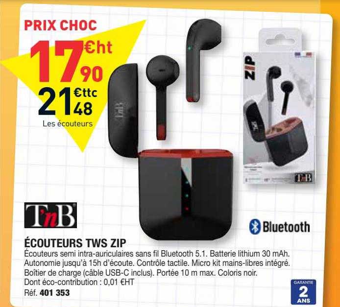 écouteurs tws zip t'nb