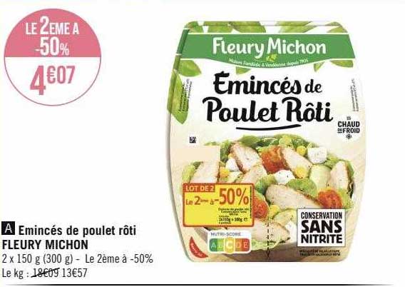 émincés de poulet rôti fleury michon