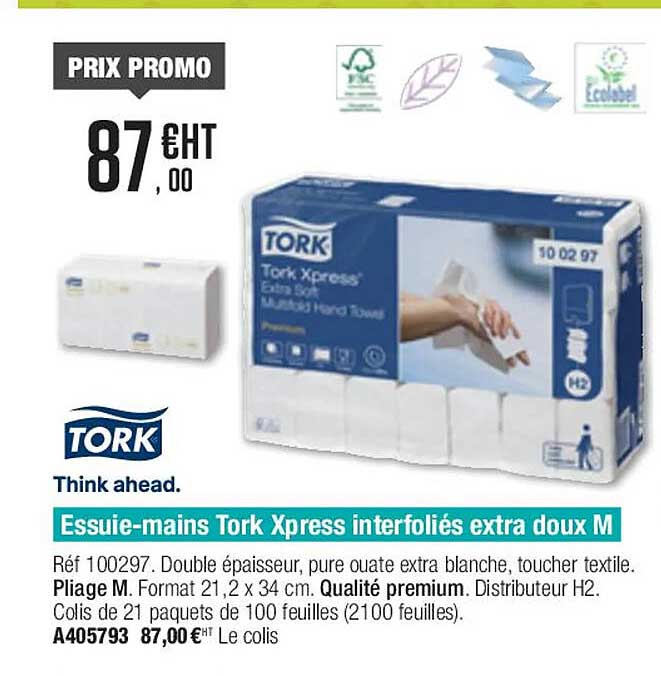 Essuie-mains Tork Xpress Interfoliés Extra Doux M