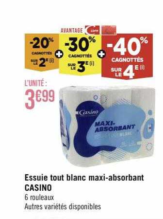 essuie tout blanc maxi-absorbant casino