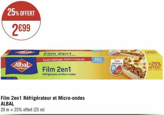 film 2 en 1 réfrigérateur et micro-ondes albal
