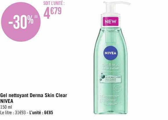 gel nettoyant derma skin clear nivea
