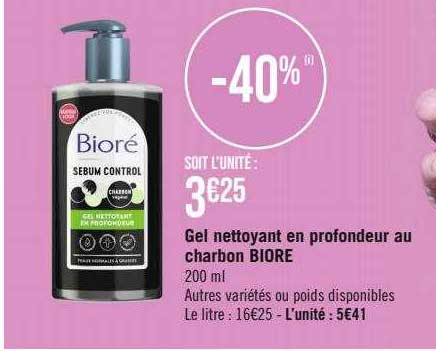 gel nettoyant en profondeur au charbon bioré