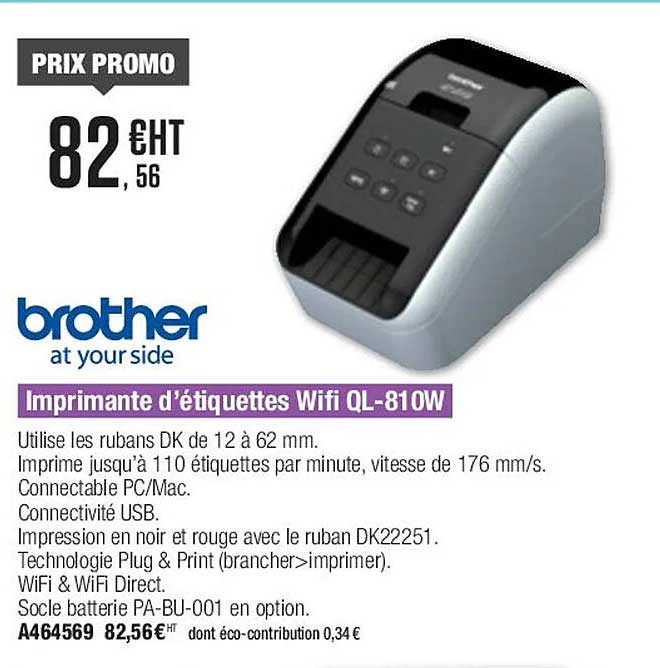 imprimante d'étiquettes wifi ql-810w brother