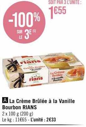 la crème brûlée à la vanille bourbon rians