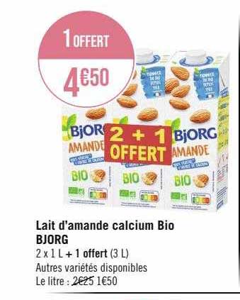 lait d'amande calcium bio bjorg