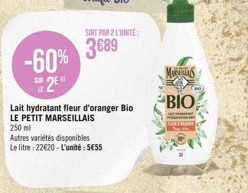 lait hydratant fleur d'oranger bio le petit marseillais
