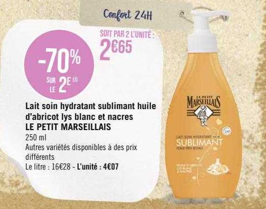Lait Soin Hydratant Sublimant Huile D'abricot Lys Blanc Et Nacres Le Petit Marseillais