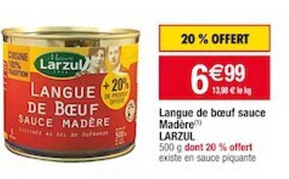 Langue De Bœuf Sauce Madère Larzul
