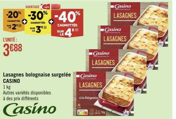 Lasagnes Bolognaise Surgelée Casino