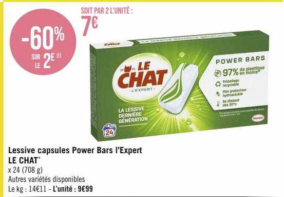 lessive capsules power bars l'expert le chat