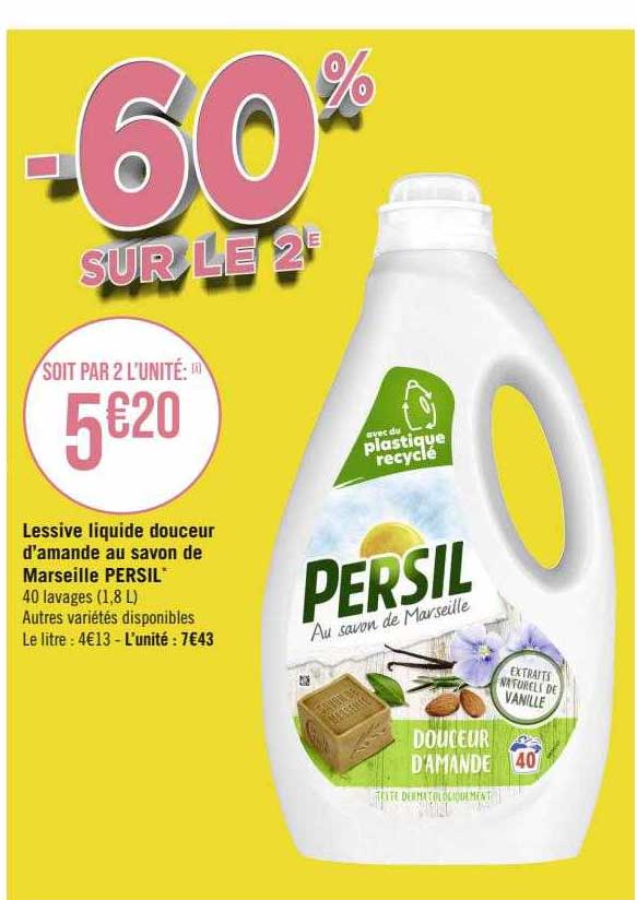 lessive liquide douceur d'amande au savon de marseille persil
