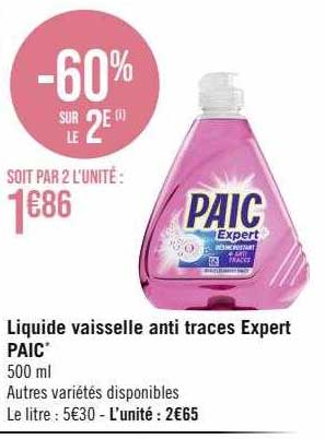 liquide vaisselle anti traces expert paic