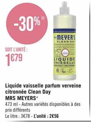 liquide vaisselle parfum verveine citronnée clean day mrs meyers