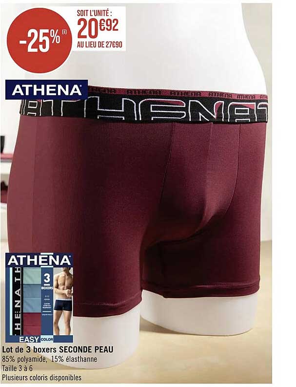 lot de 3 boxers seconde peau athena