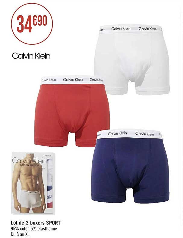 lot de 3 boxers sport calvin klein